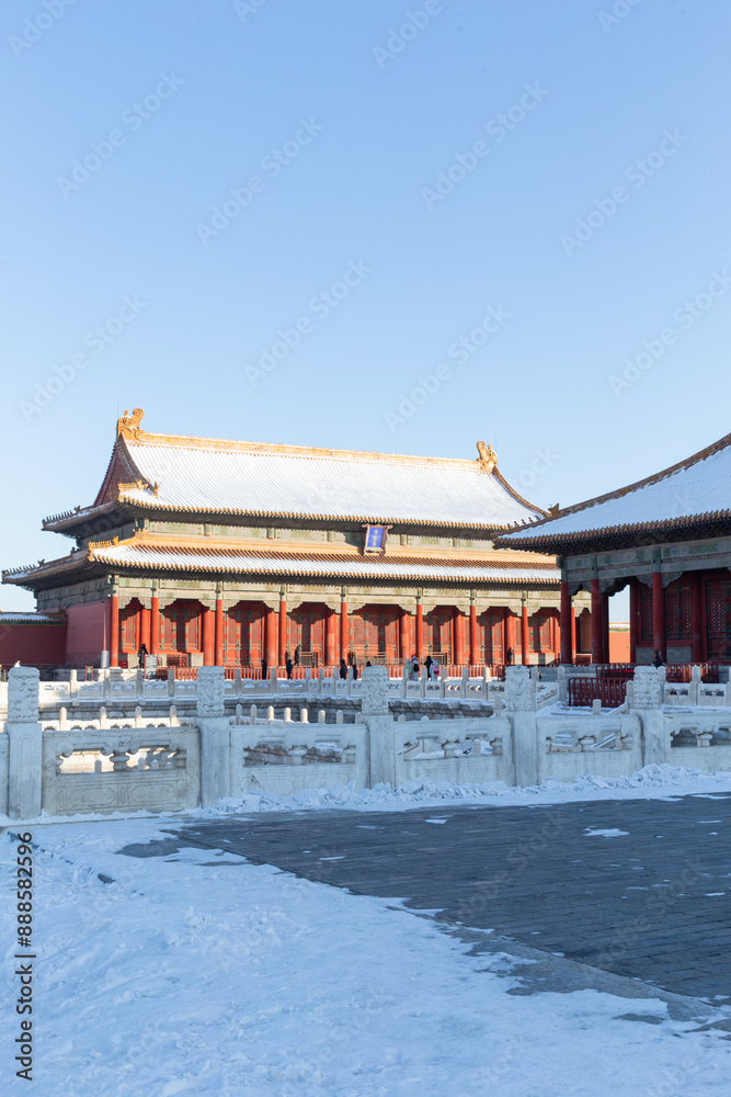 China Forbidden City snow scene China Forbidden City snow scene