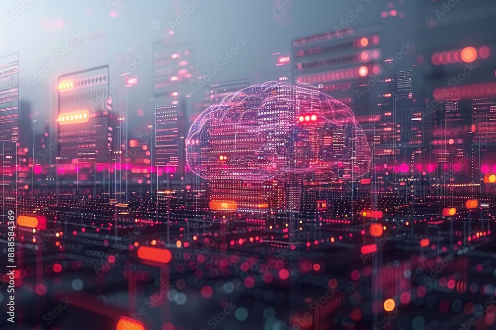 Fototapeta premium Futuristic neon city glowing digital landscape vibrant urban lights advanced city design cyberpunk nightscape modern technological metropolis neon cityscape dynamic city lights