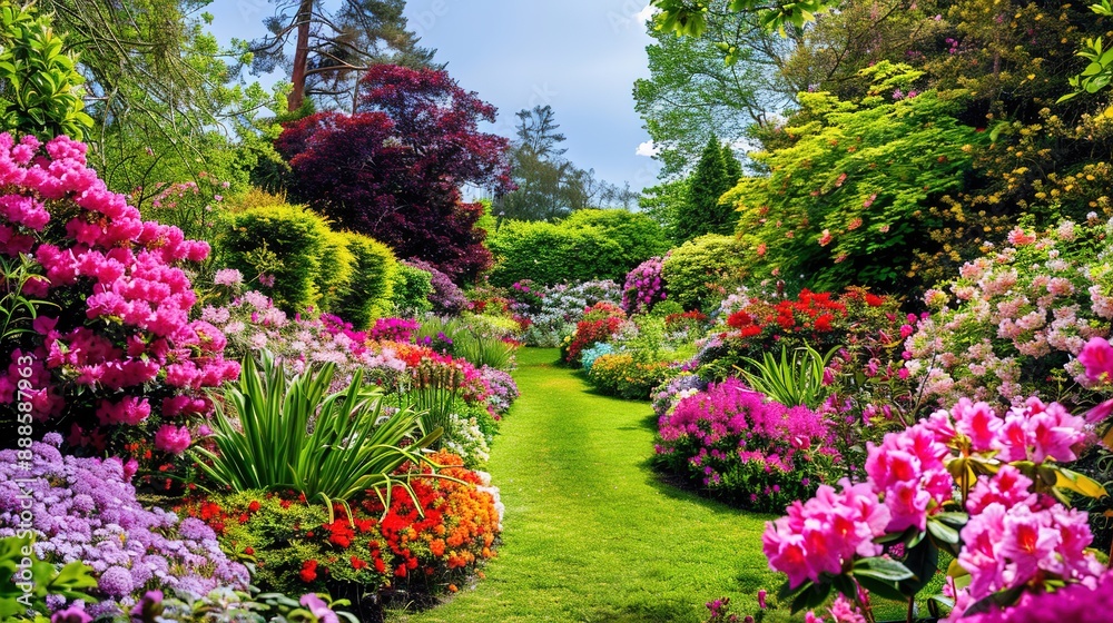 Beautiful Flower Garden with a Variety of Colorful Blooms Beautiful Flower Garden with a Variety of Colorful Blooms