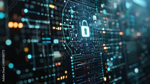 Close-up of a secure data encryption process on a computer monitor