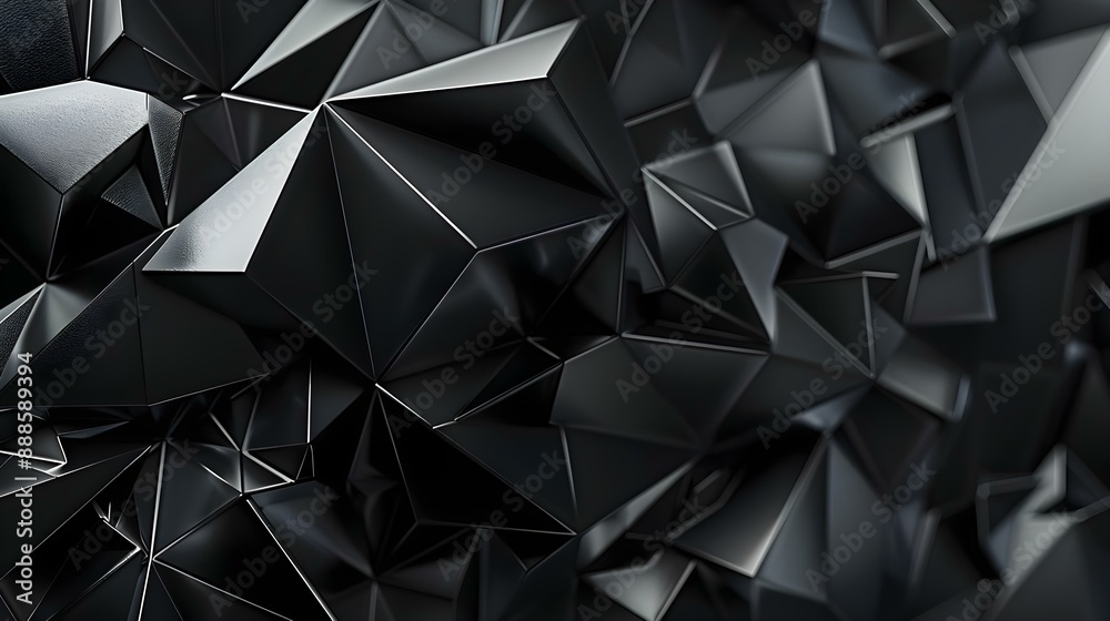 Fototapeta premium Wide panorama polygonal wallpaper with 3D render