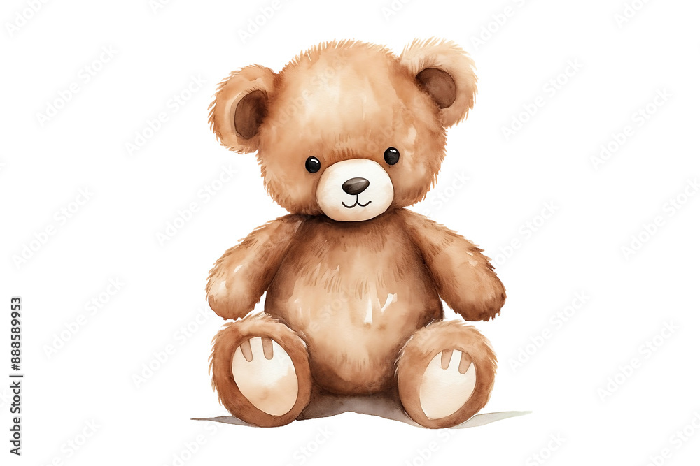 Obraz premium Baby Teddy Bear Watercolor On PNG Background