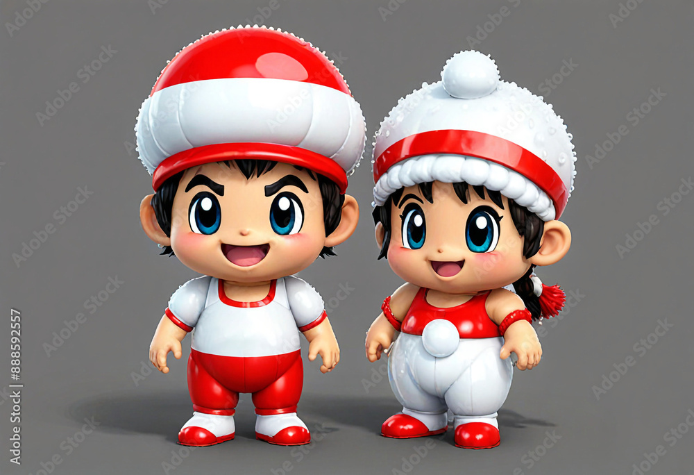 Animated character of Indonesian boy and girl celebrating Indonesian Independence Day Animated character of Indonesian boy and girl celebrating Indonesian Independence Day
