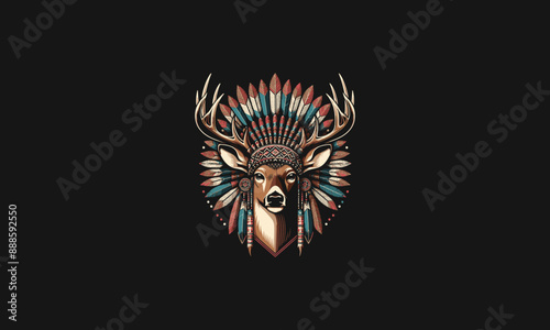 head  deer wearing hat apache vector logo design photo