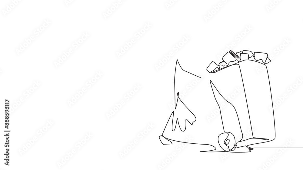 Animated self drawing of continuous one line drawing Arabian businessman pushing a trash can filled with wads of paper. Nonworking document. Useless file at office. Full length animation Animated self drawing of continuous one line drawing Arabian businessman pushing a trash can filled with wads of paper. Nonworking document. Useless file at office. Full length animation