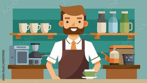 Barista preparando café en cafetería