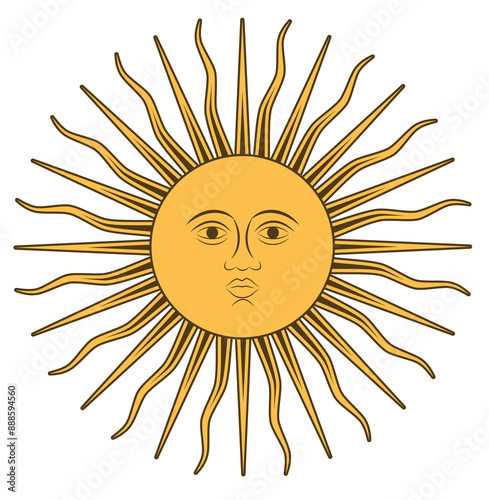 Sun of the Argentine Flag with Transparent Background, Representing National Pride and Heritage