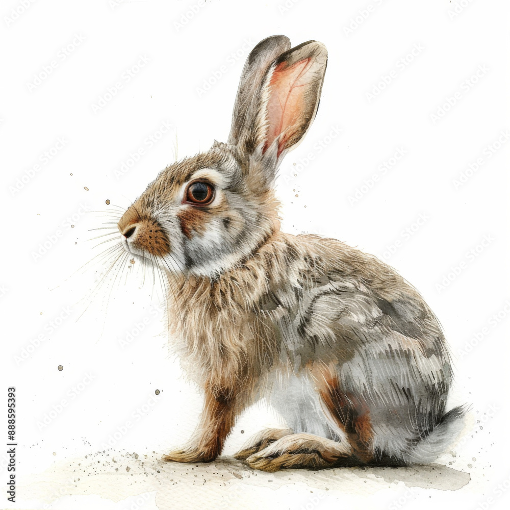 Watercolor illustration of a rabbit Watercolor illustration of a rabbit