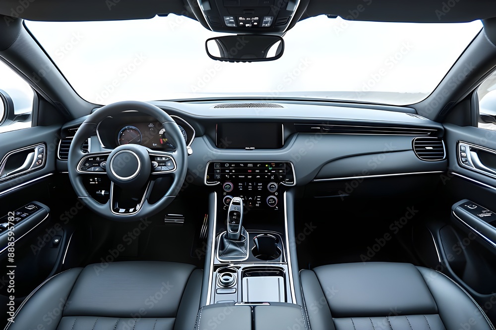 Photo of the interior of a modern luxury sedan with luxurious leather seats and cutting-edge technology
Photo of the interior of a modern luxury sedan with luxurious leather seats and cutting-edge technology