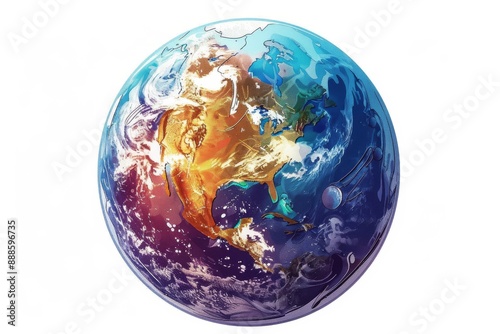 Colorful globe illustration modern vector art detailed world map vibrant planet design contemporary globe art stylish earth illustration colorful world design