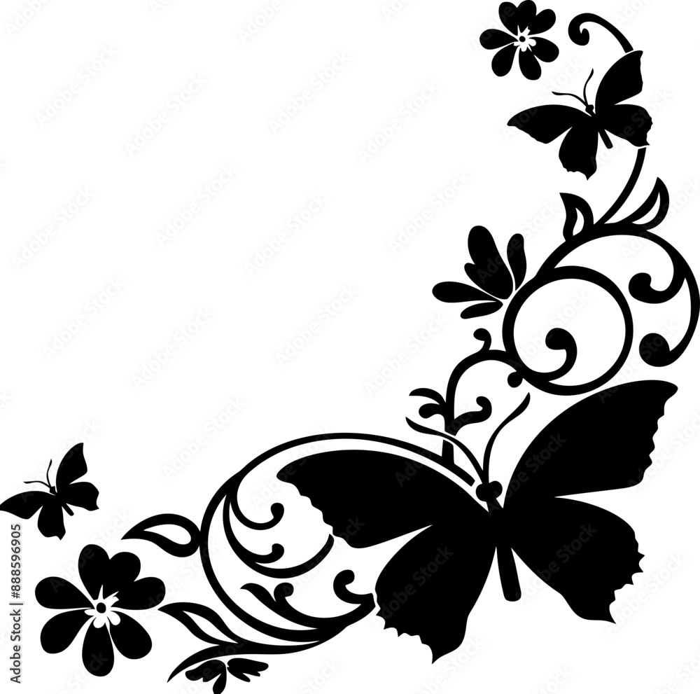 Butterfly ornament corner border Butterfly ornament corner border