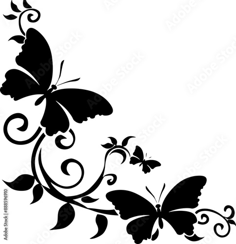 Butterfly ornament corner border