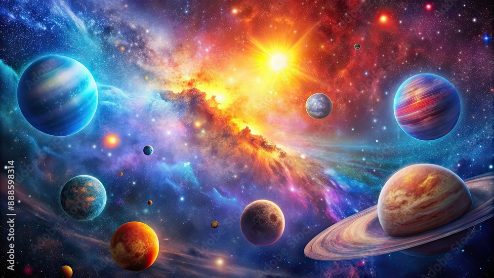 Stunning image of vibrant cosmic wonders in the universe, stars, galaxies, space, celestial, beauty Stunning image of vibrant cosmic wonders in the universe, stars, galaxies, space, celestial, beauty