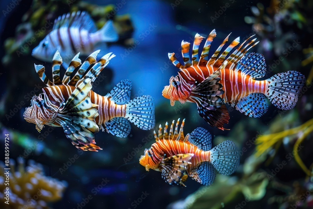 Fish Lionfish Zebra and Volitan Pterois Fish Lionfish Zebra and Volitan Pterois