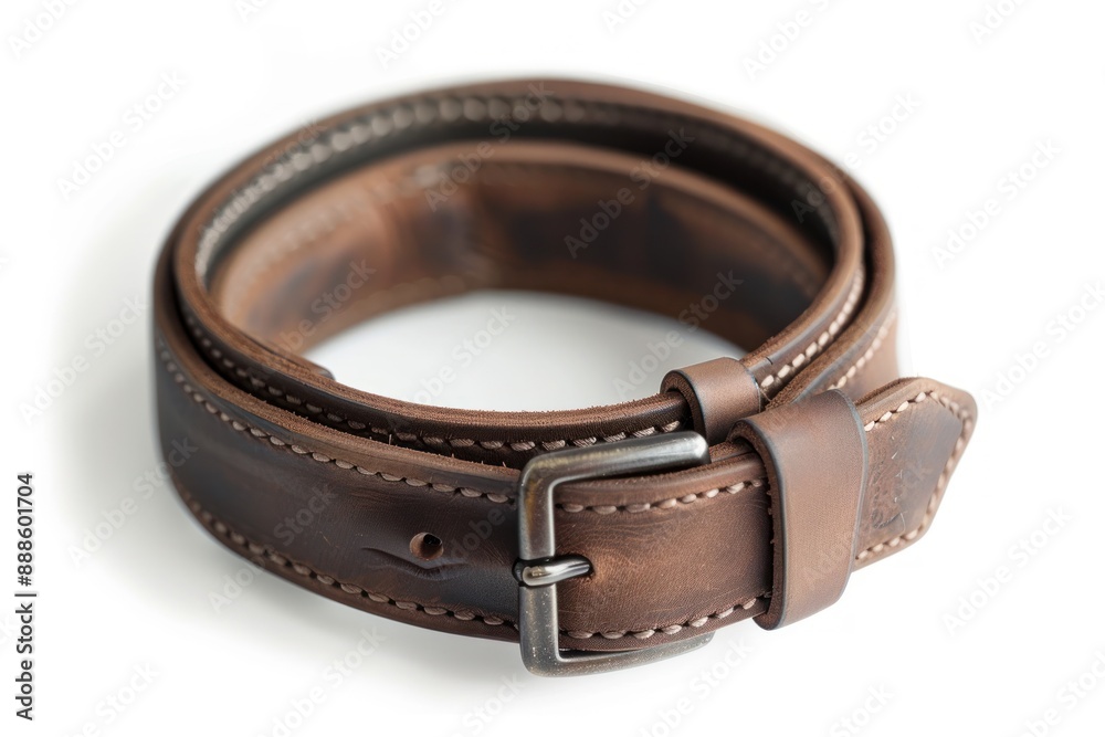 Leather belt rotating on white background Leather belt rotating on white background