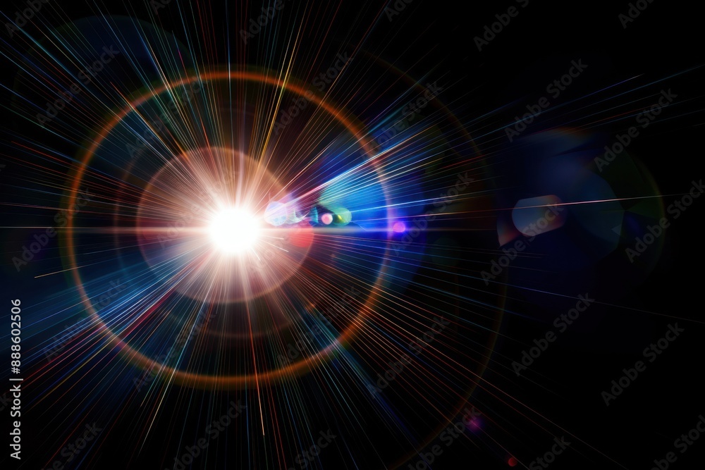 Fototapeta premium Optical lens flare effect Isolated on black background