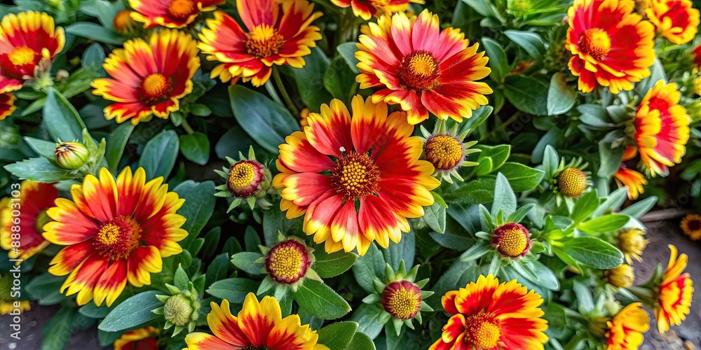 Vibrant red and yellow flowers in full bloom , floral, nature, garden, colorful, vibrant, blossom, petals, flora, botany Vibrant red and yellow flowers in full bloom , floral, nature, garden, colorful, vibrant, blossom, petals, flora, botany