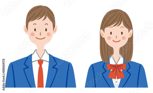 学生服を着た男女のイラスト