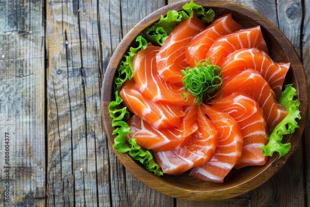 Salmon sashimi on wood background Salmon sashimi on wood background