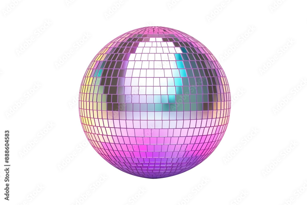 Obraz premium Disco Mirror Ball PNG Reflective Nightclub Disco ball isolated on a white and Transparent background - Groovy 70s Dance Party Entertainment Concept