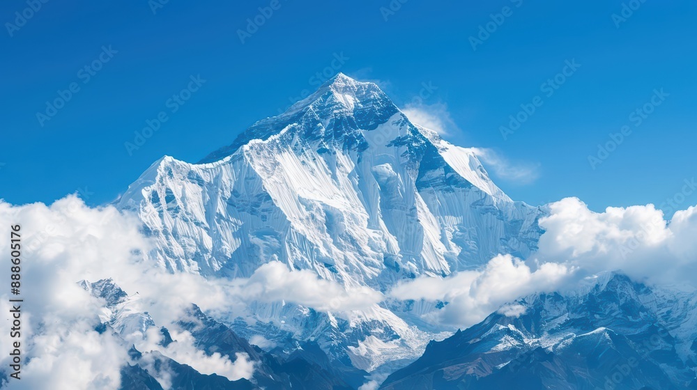 A majestic mountain range with snowcapped peaks