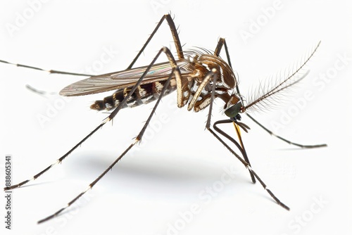 A closeup of a mosquito on a white background ar 3 24 1 insect, macro, mosquito, isolated, animal, bug, nature, white, fly, pest, close-up, malaria, closeup, wasp, wing, close up, cricket, close, blac