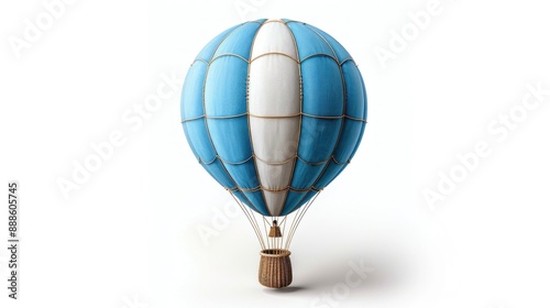 Vintage Hot Air Balloon with Blue and White Fabric photo