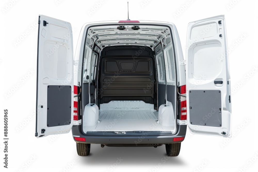 white van open trunk vehicle with white background white van open trunk vehicle with white background