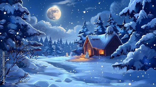 Magical winter wonderland with snow-covered trees