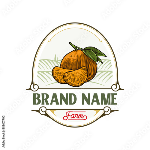 orange illustration logo in vintage style