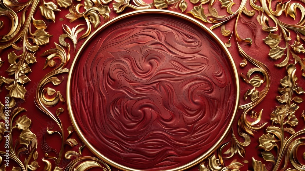 Cinnabar and gold decorative plate, intricate designs, topdown view, soft indoor light, sharp focus, rich colors, high definition, artistic display Cinnabar and gold decorative plate, intricate designs, topdown view, soft indoor light, sharp focus, rich colors, high definition, artistic display