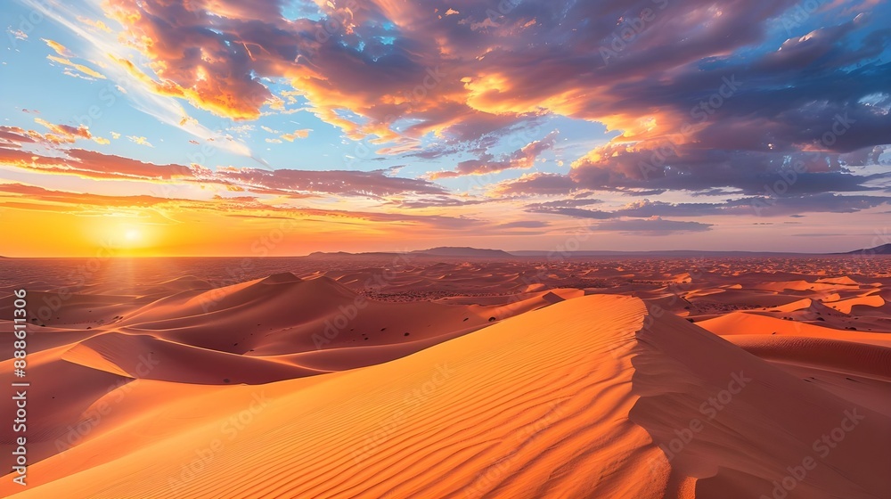 Naklejka premium View of the Sahara desert sand dunes in Merzouga