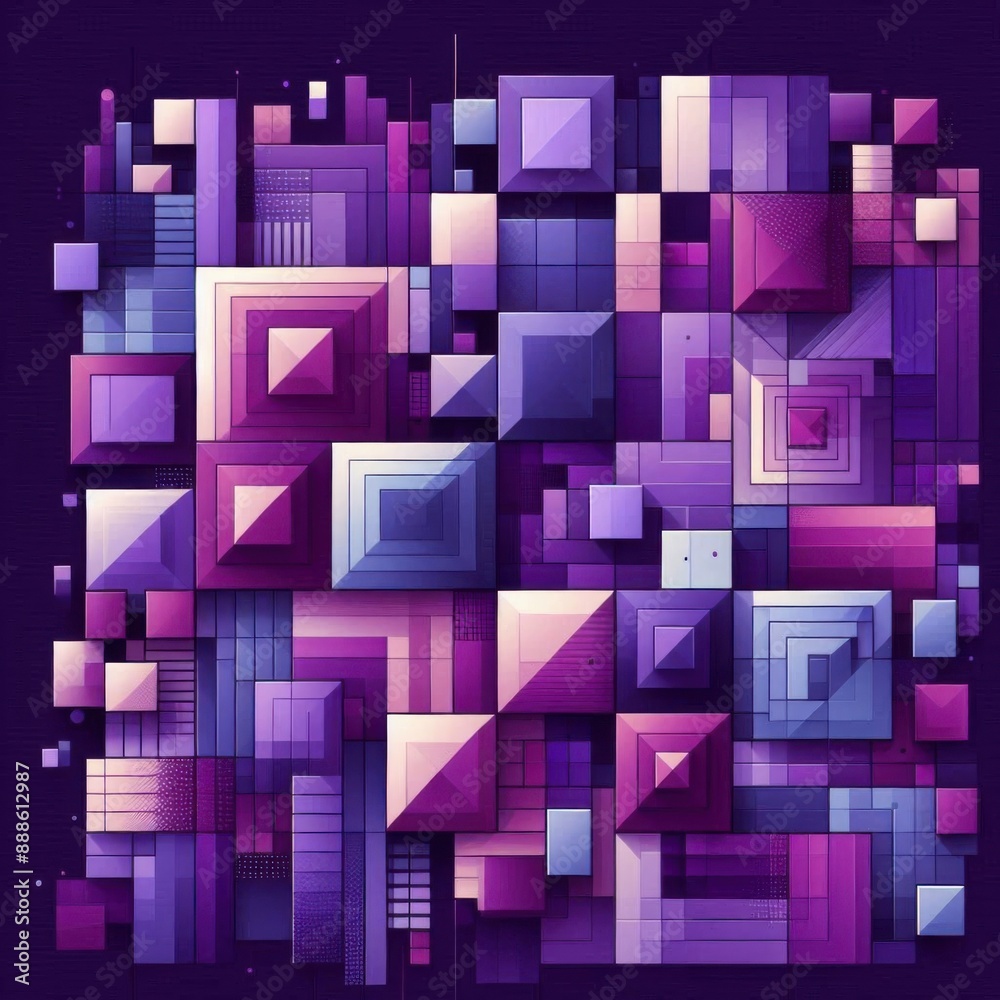 Dynamic Shapes: Purple Circle and Square Art Dynamic Shapes: Purple Circle and Square Art