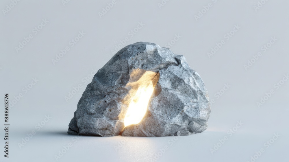 Open tomb with a stone rolled away and glowing light from within Open tomb with a stone rolled away and glowing light from within