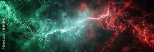 Green and red battle lightning background