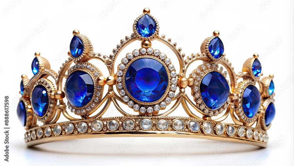 Royal luxury blue jewel golden tiara on white background, royal, luxury, blue, jewel, golden, tiara, crown, regal Royal luxury blue jewel golden tiara on white background, royal, luxury, blue, jewel, golden, tiara, crown, regal