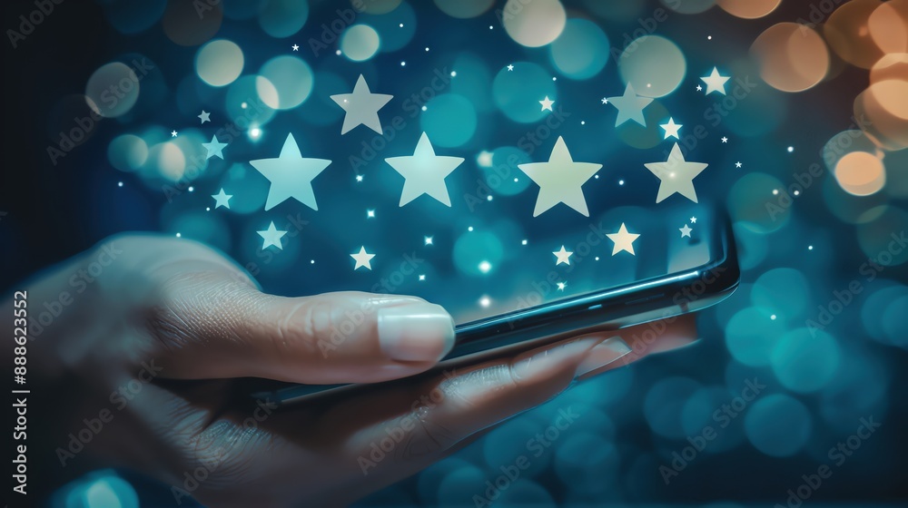 Online reputation management strategy with a hand responding to reviews on a smartphone Online reputation management strategy with a hand responding to reviews on a smartphone