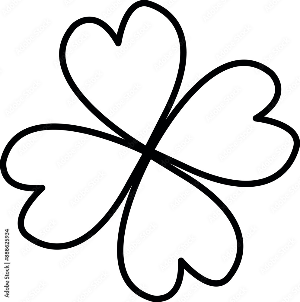 Hand-Drawn Outline of a Four-Leaf Clover Hand-Drawn Outline of a Four-Leaf Clover