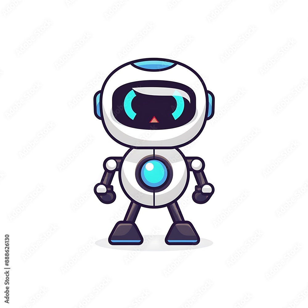 Cute and friendly robot character with a simple and modern design Cute and friendly robot character with a simple and modern design