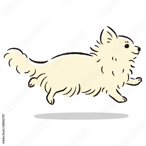 走るチワワのかわいい手描きイラスト