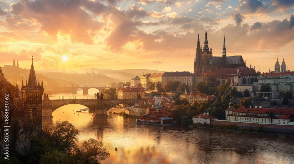 Fototapeta premium Majestic historical cathedral at sunrise