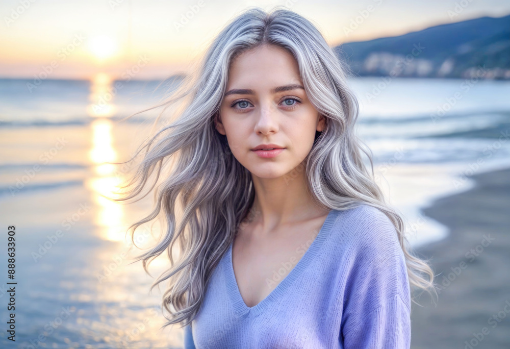 Young Woman Relaxing Outdoors with Eyes Closed 