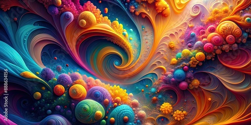 Abstract background with vibrant colors, intricate shapes