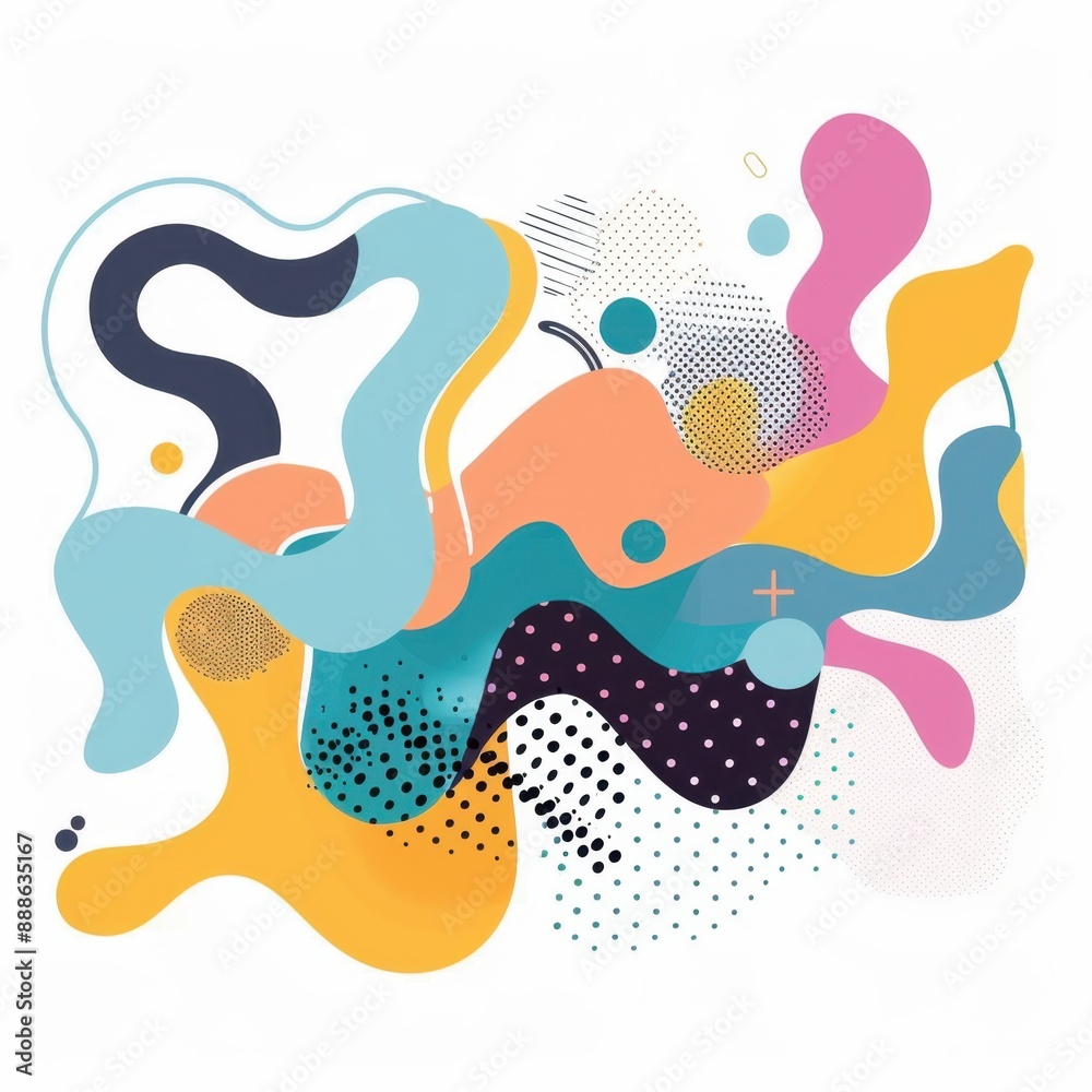 Fototapeta premium abstract shapes flat design side view home decor animation vivid