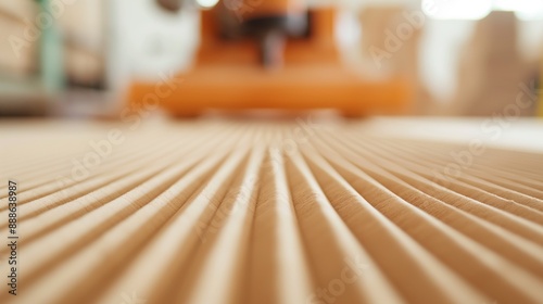 MDF fronts with milled lines, in production.