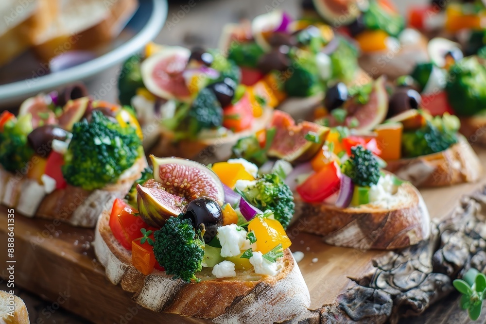 Italian Bruschetta with Goat s Cheese Salad Olives Figs and Broccoli Italian Bruschetta with Goat s Cheese Salad Olives Figs and Broccoli