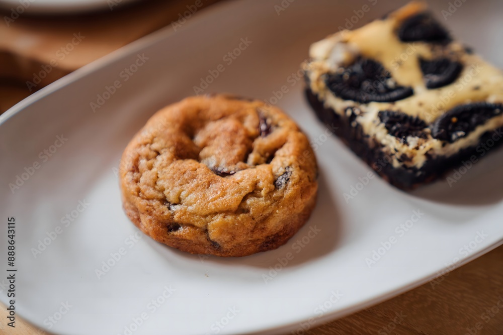 Basic drop cookies with chocolate morsels. Choc chip cookies in a white plate on a wooden table. Close-up of homemade chocolate chip cookies. Traditional handmade chewy cookies with chocolate chunk Basic drop cookies with chocolate morsels. Choc chip cookies in a white plate on a wooden table. Close-up of homemade chocolate chip cookies. Traditional handmade chewy cookies with chocolate chunk