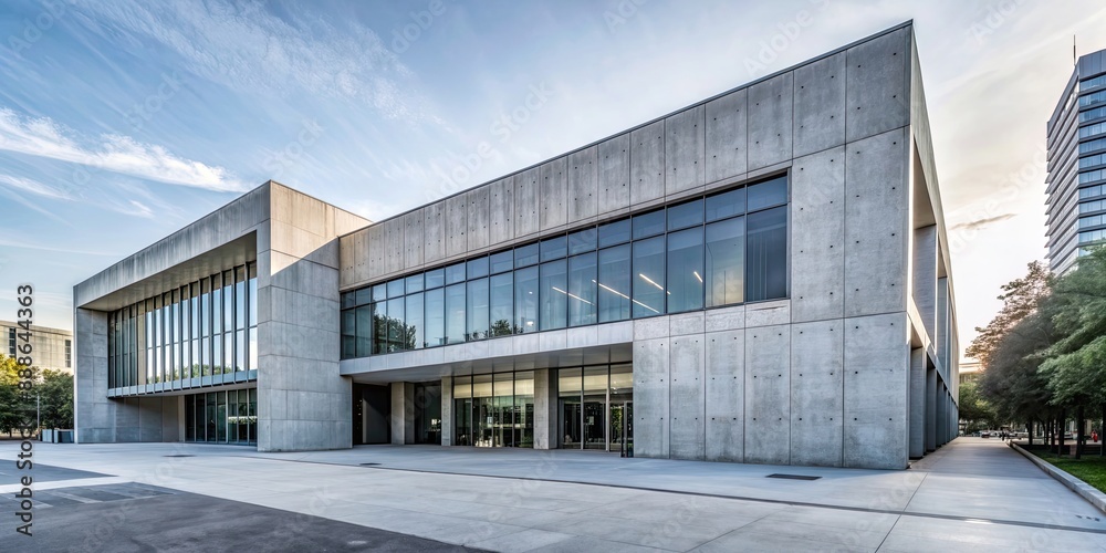 Facade of a modern concrete building with large windows, modern, architecture, building, concrete, facade, design, exterior Facade of a modern concrete building with large windows, modern, architecture, building, concrete, facade, design, exterior