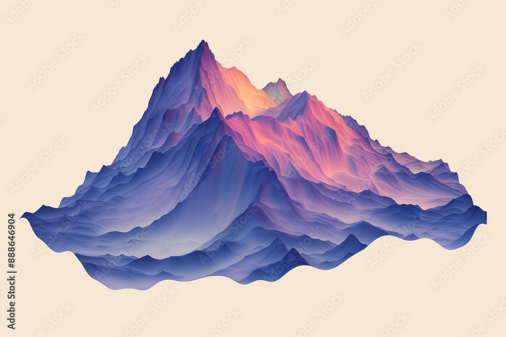 Fototapeta premium Abstract mountain landscape with purple highlights modern art creative representation conceptual design unique patterns digital art artistic expression contemporary style