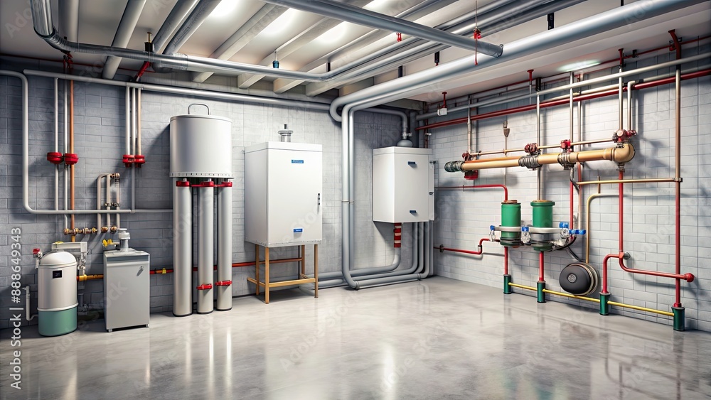 Boiler room with home heating system, , boiler, room, heating, system, home,, technology, equipment, pipes Boiler room with home heating system, , boiler, room, heating, system, home,, technology, equipment, pipes